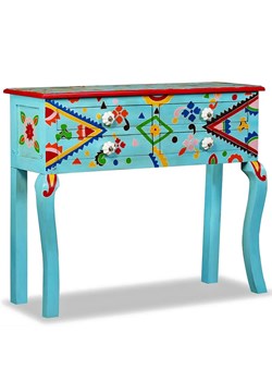 Niebieska drewniana konsola do salonu S9-K91 ze sklepu Edinos.pl w kategorii Konsole - zdjęcie 173655968