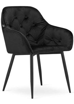 Czarne welurowe krzesło pikowane - Antal 3X ze sklepu Edinos.pl w kategorii Krzesła - zdjęcie 173656117