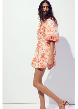 H & M - Bufiasta sukienka z wiązaniem z tyłu - Pomarańczowy ze sklepu H&M w kategorii Sukienki - zdjęcie 173656686