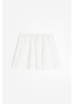 H & M - Falbaniasta spódnica z haftem angielskim - Biały ze sklepu H&M w kategorii Spódnice - zdjęcie 173656689