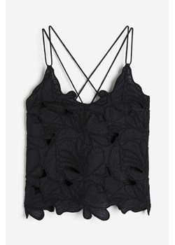 H & M - Wyszywany top - Czarny ze sklepu H&M w kategorii Bluzki damskie - zdjęcie 173656695