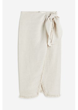 H & M - Kopertowa spódnica z domieszką lnu - Beżowy ze sklepu H&M w kategorii Spódnice - zdjęcie 173656728