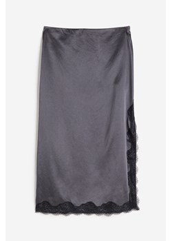 H & M - Satynowa spódnica z koronką - Szary ze sklepu H&M w kategorii Spódnice - zdjęcie 173656739