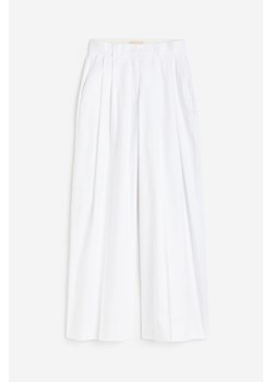 H & M - Spodnie z diagonalu z domieszką lnu - Biały ze sklepu H&M w kategorii Spodnie dziewczęce - zdjęcie 173656756