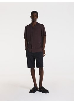 Reserved - Koszula regular fit z wiskozy - ciemnobrązowy ze sklepu Reserved w kategorii Koszule męskie - zdjęcie 173658728