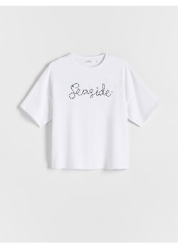 Reserved - T-shirt z aplikacją - biały ze sklepu Reserved w kategorii Bluzki dziewczęce - zdjęcie 173658925