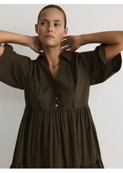 Reserved - Sukienka mini z wiskozą - oliwkowy ze sklepu Reserved w kategorii Sukienki - zdjęcie 173659167