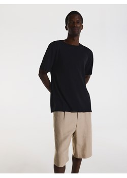 Reserved - T-shirt regular z tkaniny bambusowej - czarny ze sklepu Reserved w kategorii T-shirty męskie - zdjęcie 173659299