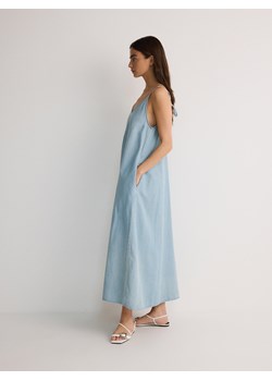 Reserved - Sukienka na ramiączkach z lyocellem - niebieski ze sklepu Reserved w kategorii Sukienki - zdjęcie 173659305