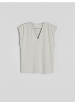 Reserved - Bawełniany t-shirt - jasnoszary ze sklepu Reserved w kategorii Bluzki damskie - zdjęcie 173659887