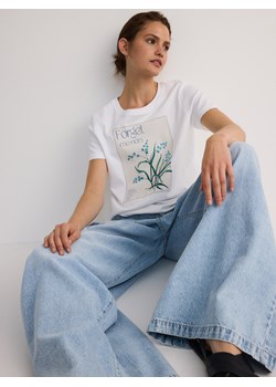 Reserved - T-shirt z nadrukiem - biały ze sklepu Reserved w kategorii Bluzki damskie - zdjęcie 173659889