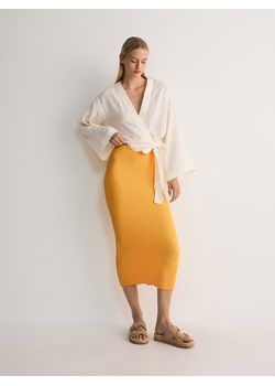 Reserved - Dzianinowa spódnica midi - pomarańczowy ze sklepu Reserved w kategorii Spódnice - zdjęcie 173661169