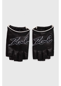 Karl Lagerfeld rękawiczki skórzane damskie kolor czarny 245W3602 ze sklepu ANSWEAR.com w kategorii Rękawiczki damskie - zdjęcie 173662049