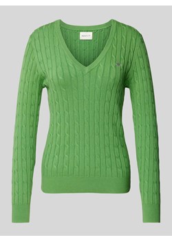 Sweter z dzianiny z wzorem warkocza ze sklepu Peek&Cloppenburg  w kategorii Swetry damskie - zdjęcie 173662287