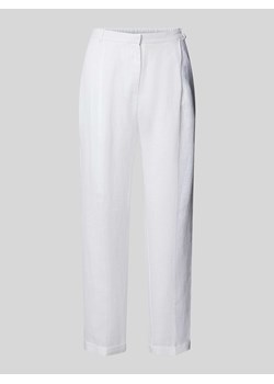 Spodnie lniane o kroju regular fit z zakładkami w pasie ze sklepu Peek&Cloppenburg  w kategorii Spodnie damskie - zdjęcie 173665245