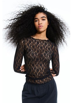 H & M - Prześwitujący top z koronki - Czarny ze sklepu H&M w kategorii Bluzki damskie - zdjęcie 173665256