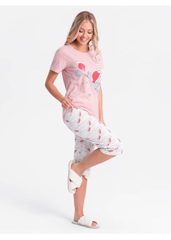 Piżama damska 261ULR - różowa ze sklepu Edoti w kategorii Piżamy damskie - zdjęcie 173665767