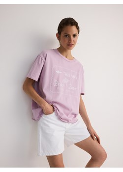 Reserved - T-shirt regular z nadrukiem - pastelowy róż ze sklepu Reserved w kategorii Bluzki damskie - zdjęcie 173668446