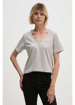 Calvin Klein t-shirt bawełniany damski kolor beżowy ze sklepu ANSWEAR.com w kategorii Bluzki damskie - zdjęcie 173668855