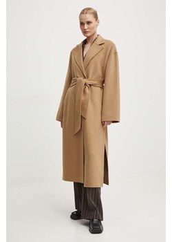 Day Birger et Mikkelsen płaszcz wełniany Wright - Double Faced Wool kolor brązowy przejściowy niezapinany DAY65243322 ze sklepu ANSWEAR.com w kategorii Płaszcze damskie - zdjęcie 173668927
