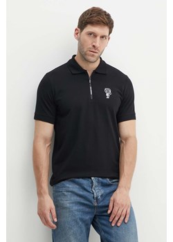 Karl Lagerfeld polo męski kolor czarny z nadrukiem 543221.745400 ze sklepu ANSWEAR.com w kategorii T-shirty męskie - zdjęcie 173669078