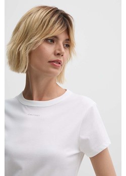 Calvin Klein t-shirt bawełniany damski kolor biały K20K207212 ze sklepu ANSWEAR.com w kategorii Bluzki damskie - zdjęcie 173669287