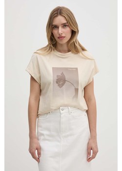 Calvin Klein t-shirt bawełniany damski kolor beżowy K20K207580 ze sklepu ANSWEAR.com w kategorii Bluzki damskie - zdjęcie 173669307