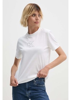 Calvin Klein Jeans t-shirt bawełniany damski kolor biały J20J224791 ze sklepu ANSWEAR.com w kategorii Bluzki damskie - zdjęcie 173669329