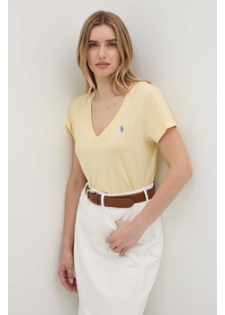 Polo Ralph Lauren t-shirt bawełniany damski kolor żółty ze sklepu ANSWEAR.com w kategorii Bluzki damskie - zdjęcie 173669405