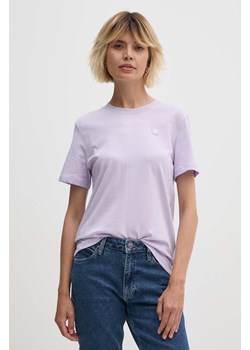 Calvin Klein Jeans t-shirt bawełniany damski kolor fioletowy ze sklepu ANSWEAR.com w kategorii Bluzki damskie - zdjęcie 173669467