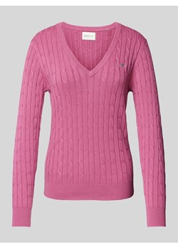 Sweter z dzianiny z wzorem warkocza ze sklepu Peek&Cloppenburg  w kategorii Swetry damskie - zdjęcie 173672165