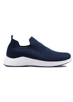 Granatowe tekstylne buty sportowe niebieskie ze sklepu ButyModne.pl w kategorii Buty sportowe damskie - zdjęcie 173673185