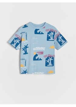Reserved - Bawełniany t-shirt z nadrukiem - niebieski ze sklepu Reserved w kategorii T-shirty chłopięce - zdjęcie 173676635