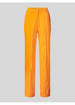 Spodnie lniane z szeroką nogawką z przeszytym kantem ze sklepu Peek&Cloppenburg  w kategorii Spodnie damskie - zdjęcie 173677156