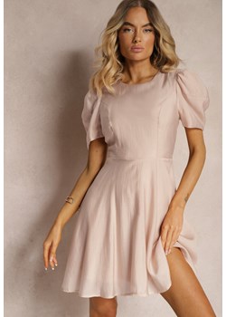 Różowa Sukienka z Bufiastymi Rękawami o Rozkloszowanym Kroju Felifea ze sklepu Renee odzież w kategorii Sukienki - zdjęcie 173678307