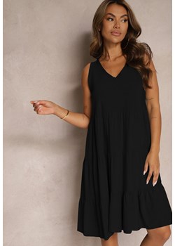 Czarna Bawełniana Sukienka o Rozkloszowanym Kroju Bez Rękawów Gladea ze sklepu Renee odzież w kategorii Sukienki - zdjęcie 173678377