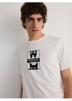 Reserved - T-shirt regular z nadrukiem - złamana biel ze sklepu Reserved w kategorii T-shirty męskie - zdjęcie 173681758