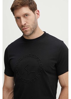 Karl Lagerfeld t-shirt bawełniany męski kolor czarny z aplikacją 542225.755084 ze sklepu ANSWEAR.com w kategorii T-shirty męskie - zdjęcie 173682019