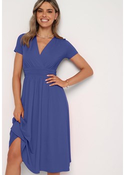 Niebieska Taliowana Sukienka z Dekoltem na Zakładkę Quimadea ze sklepu Born2be Odzież w kategorii Sukienki - zdjęcie 173683268
