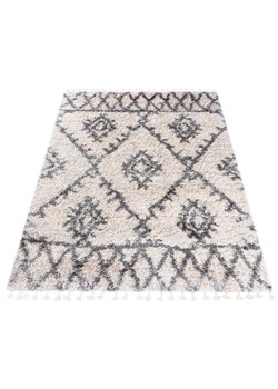 Kremowy dywan shaggy w szare wzory - Nikari 3X ze sklepu Edinos.pl w kategorii Dywany - zdjęcie 173684478