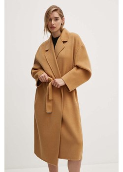 Calvin Klein płaszcz wełniany kolor brązowy przejściowy oversize K20K207089 ze sklepu ANSWEAR.com w kategorii Płaszcze damskie - zdjęcie 173685866