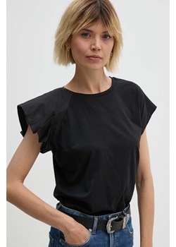 Sisley t-shirt bawełniany damski kolor czarny 33D6L106C ze sklepu ANSWEAR.com w kategorii Bluzki damskie - zdjęcie 173686037