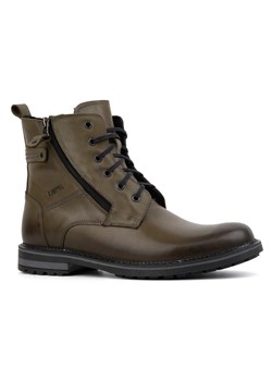 Buty męskie trzewiki zimowe skórzane 155KAM zielone ze sklepu butyolivier w kategorii Buty zimowe męskie - zdjęcie 173686206