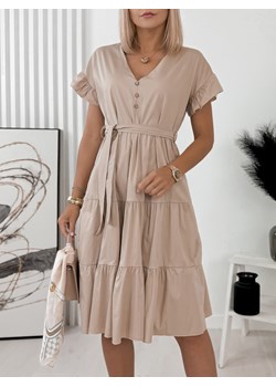 sukienka wioleta beżowa one size ze sklepu UBRA w kategorii Sukienki - zdjęcie 173687467