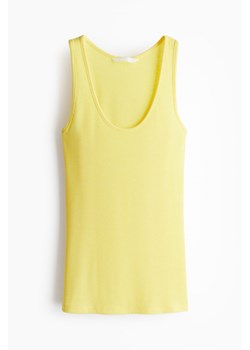 H & M - Prążkowany top bez rękawów - Żółty ze sklepu H&M w kategorii Bluzki damskie - zdjęcie 173688369
