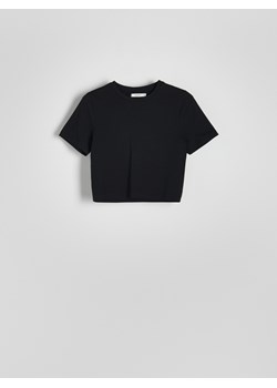 Reserved - Bawełniany t-shirt - czarny ze sklepu Reserved w kategorii Bluzki damskie - zdjęcie 173693175