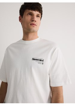 Reserved - T-shirt boxy z nadrukiem - złamana biel ze sklepu Reserved w kategorii T-shirty męskie - zdjęcie 173694339