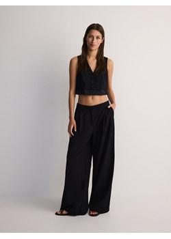 Reserved - Spodnie z wiskozą - czarny ze sklepu Reserved w kategorii Spodnie damskie - zdjęcie 173694348