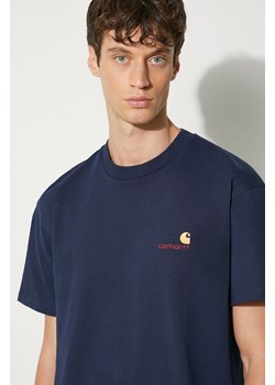 Carhartt WIP t-shirt bawełniany American Script męski kolor granatowy z aplikacją I029956.29LXX ze sklepu PRM w kategorii T-shirty męskie - zdjęcie 173695125