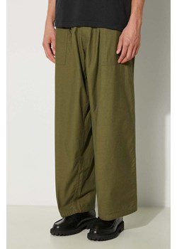 NEIGHBORHOOD spodnie bawełniane Wide Baker Pants kolor zielony proste 241AQNH.PTM01 ze sklepu PRM w kategorii Spodnie męskie - zdjęcie 173695226